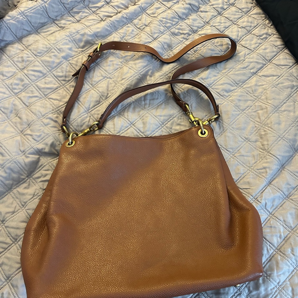 Coach Brown Leather Shoulder Bag with Gold Accents - Picture 2 of 7